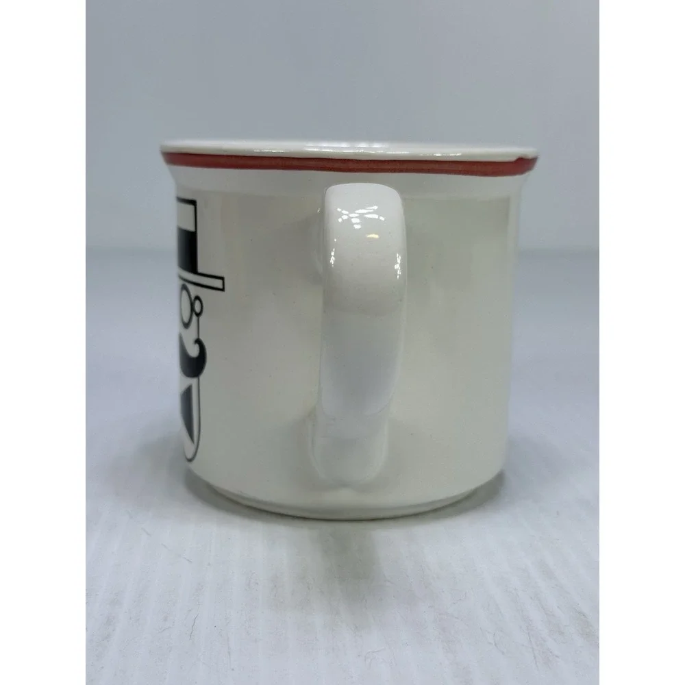 Vintage Ceramic Mans Face Mustache Mug Coffee Top Hat Bow Tie White